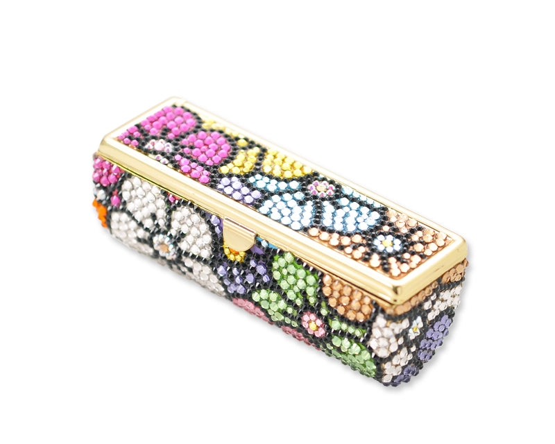 Sweet Bonquet Swarovski Crystal Lipstick Case With Mirror - Black