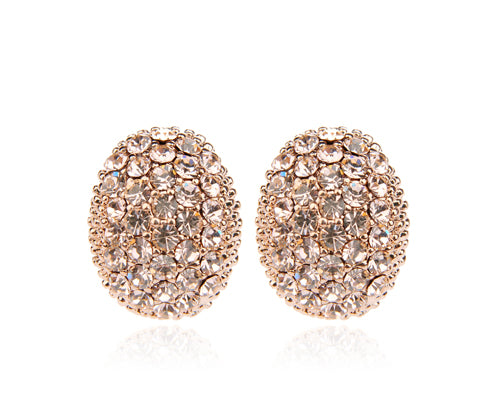 Sparkle Oval Crystal Clip On Earrings for Girls