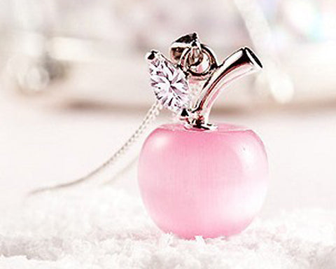Chic Opal Apple Crystal Necklace - Pink