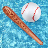 Baseball Beach Ball 11 Inch and Inflatable Bats 29.5 Inch Set of 3 Blow Up Baseball Pool Toys for Adult Pool Party