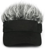 Novelty Visor cap Adjustable Visor Hat with Spiked Wigs - Black and Brown