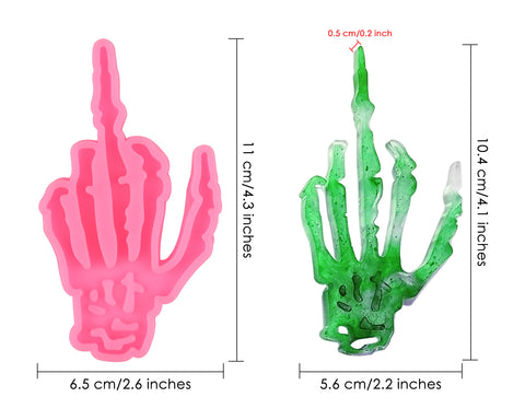 Skeleton Hand Mold Middle Finger Keychain DIY Halloween Silicone Mold for Resin