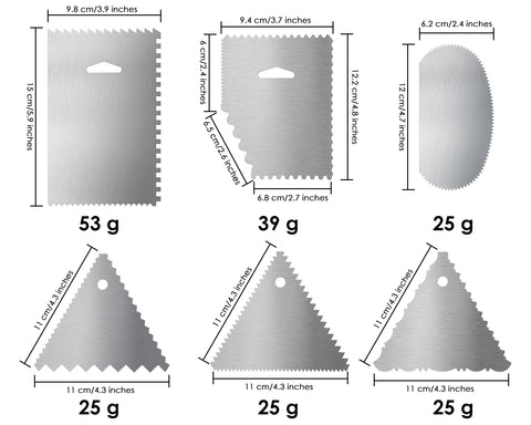 Cake Scraper Icing Smoother Set of 6 Stainless Steel Cake Decorating Comb