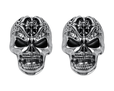 Skull Car Vent Clip 2 Pieces Silver Alloy Punk Car Essential Oil Diffuser Vent Clip Halloween Car Interior Decor