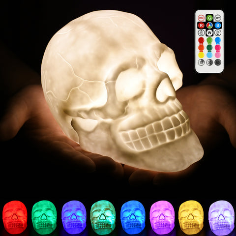 Night Light Dimmable Lamp 3D Skull Light Touch Control Comes with Remote Color Changing Mood Lighting for Bedroom with Timing Function