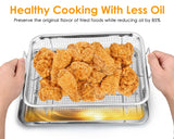 Air Fryer Basket and Tray Set of 2 Pieces 13 x 10 Inches Stainless Steel Filter Basket for Oil Filtering, Cooling Drain, Baking and Crispy Foods