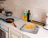 Air Fryer Basket and Tray Set of 2 Pieces 13 x 10 Inches Stainless Steel Filter Basket for Oil Filtering, Cooling Drain, Baking and Crispy Foods