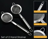 Tea Strainer 304 Stainless Steel 3-Inch Small Strainer Fine Mesh Cocktail Strainer Set of 2 Hand Strainer with Handle Also for Sifting Sugar, Flour, Spices, and Herbs