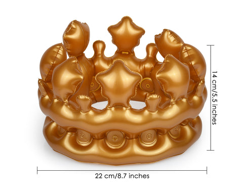 Inflatable Crown Adult Golden Birthday Hat King Crown for Men Pool Party Prop