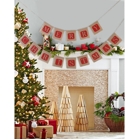 Christmas Banner Jute Burlap Banner for Christmas Decoration