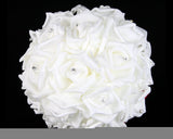 Silk Rose Wedding Bouquets with Crystal Decoration - Red