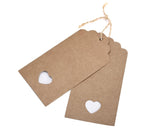 100 Pcs 10.5cm x 5.5cm Kraft Blank Hang Paper Tags with Hemp Rope