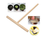 Crepe Spreader 2 Pieces Wooden T-Shaped Tool for Crepes or Pancake