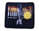 Paint Tools Set of 15 Paint Brushes with Painting Sponge and Palette Knife