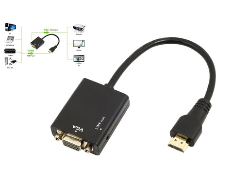 HDMI to VGA Video Output Adapter with Audio Output - Black