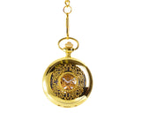 Luxury Hand Wind Mechanical Pocket Watch with Chain - Golden