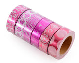 6 Pcs 1.5 cm Shinning Pattern Washi Masking Tape - Magenta