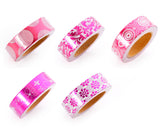 6 Pcs 1.5 cm Shinning Pattern Washi Masking Tape - Magenta