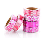 6 Pcs 1.5 cm Shinning Pattern Washi Masking Tape - Magenta