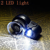 45X Mini Jewelry Loupe Magnifier with UV Lens and LED Light - Black
