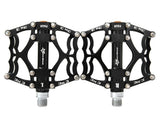 2 Pcs Lightweight Aluminum Bike Bearing Pedals Spider Pattern - Black