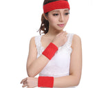 3 Pieces Elastic Sport Headband Wristband Set - Black