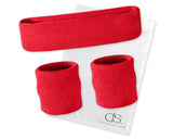 3 Pieces Elastic Sport Headband Wristband Set - Red