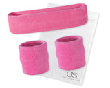 3 Pieces Elastic Sport Headband Wristband Set - Pink