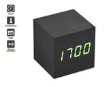 Wood Cube LED Alarm Clock with Date Time Temperature