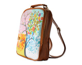 Tree Print PU Leather Casual Backpack - Brown