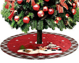 120cm Christmas Tree Skirt with Snowman Pattern - Green and Red