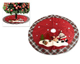 120cm Christmas Tree Skirt with Snowman Pattern - Green and Red