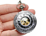 Retro Dial Hand Wind Mechanical Pocket Watch with Chain