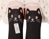 Ds. Distinctive Style Animal Tattoo Tights Japanese Style Cosplay Pantyhose, Black, XS - Cat