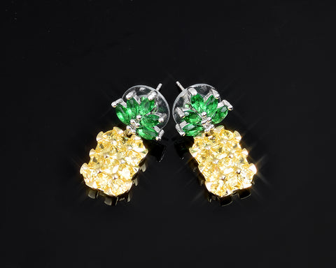 Pineapple Crystal Stud Earrings