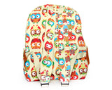 Owl Print Casual Canvas Backpack - Beige