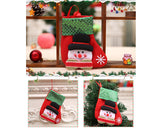 3 Pieces Christmas Stockings with Santa Claus Pattern - Red and Green