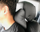 2 Pieces Leather Neck Pillow with Buckle for Car Seat - Black
