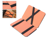 Single Line PU Leather Wallet with 4 Card Slots - Orange