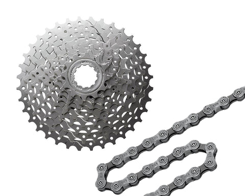 Shimano HG400 9 Speed Cassette and HG53 112 Links 9 Speed Bike Chain