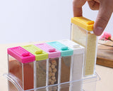 6 Pieces Colorful Transparent Spice Jar with Tray