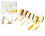 6 Pcs 1.5 cm Shinning Pattern Washi Masking Tape - Gold