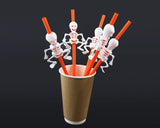10 Pieces Skull Shape Drinking Straws Pumpkin Shape Plastic Straws
