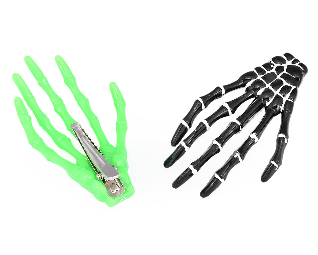 2 Pairs Gothic Skeleton Hands Bone Hair Clips - Black and White – SCSpecial