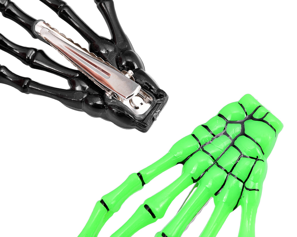 2 Pairs Gothic Skeleton Hands Bone Hair Clips - Black and White – SCSpecial