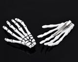 2 Pairs Gothic Skeleton Hands Bone Hair Clips - Black and White