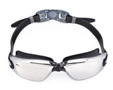 Swimming Goggles with Anti-fog Mirror Lens and Case - Black