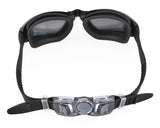 Swimming Goggles with Anti-fog Mirror Lens and Case - Black