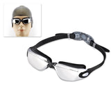 Swimming Goggles with Anti-fog Mirror Lens and Case - Black