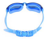 Swimming Goggles with Anti-fog Mirror Lens and Case - Blue
